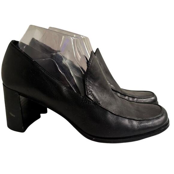 Apostrophe Tanner Black Leather Loafers Chunky Heeled 
 Sz 9 Y2K Academia Witchy - Picture 5 of 16